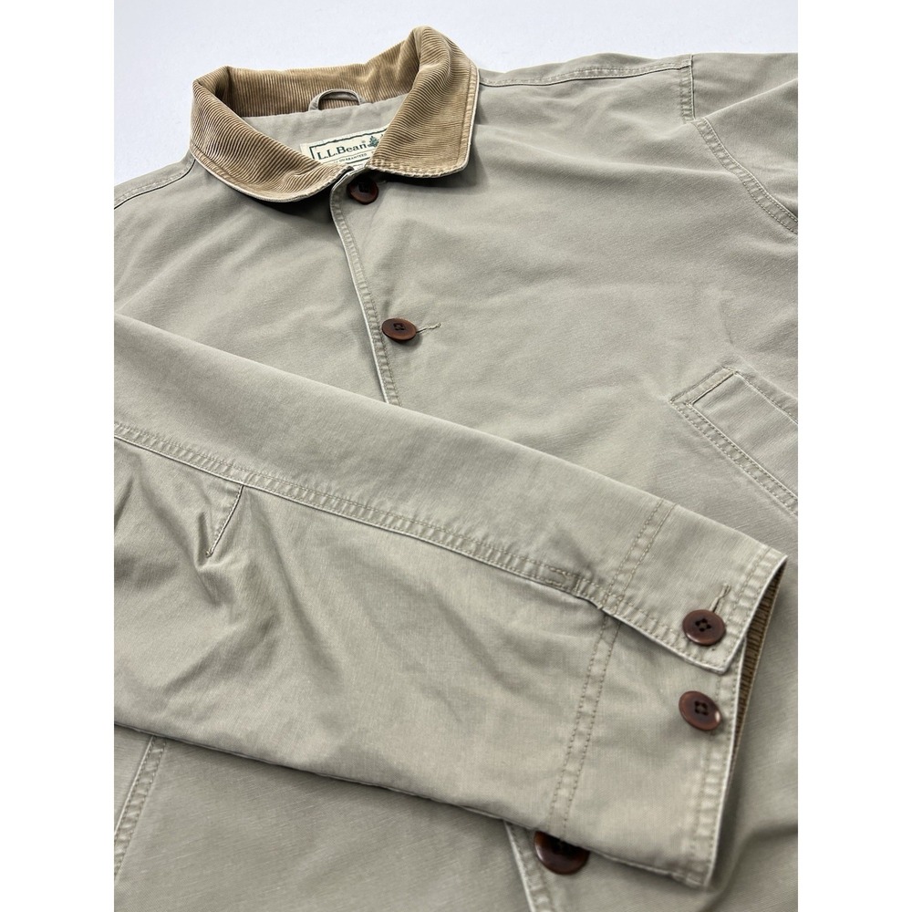 LL Bean Chore Jacket Mens XLT Beige Khaki Corduroy Collar Field Barn Coat 0-BGW5 - Picture 5 of 11
